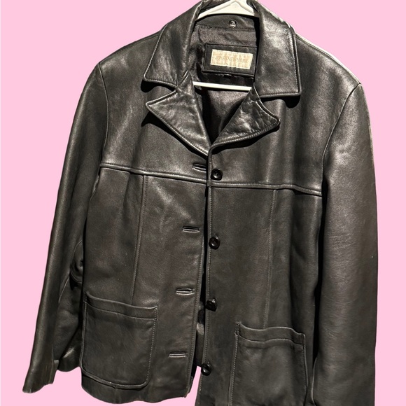 Women’s Black Leather Jacket L - Picture 2 of 4